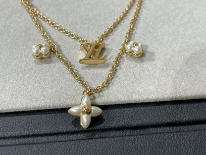 [Clover Jewelry]FLOWERGRAM GOLD MOP DOUBLE ROW NECKLACE