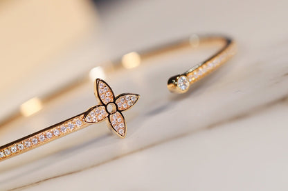 [Clover Jewelry]IDYLLE GOLD OPEN BRACELET DIAMOND PAVED