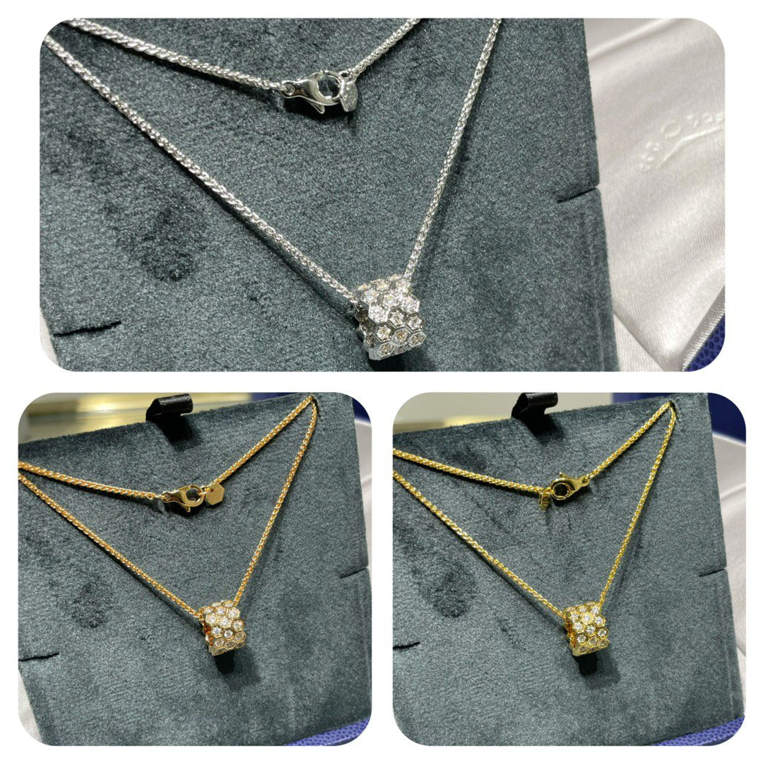 [Clover Jewelry]BEE LOVE DIAMOND PAVED 3 ROW NECKLACE