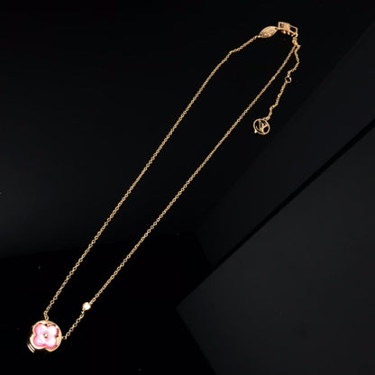 [Clover Jewelry]COLOR BLOSSOM PINK MOP SUN GOLD NECKLACE