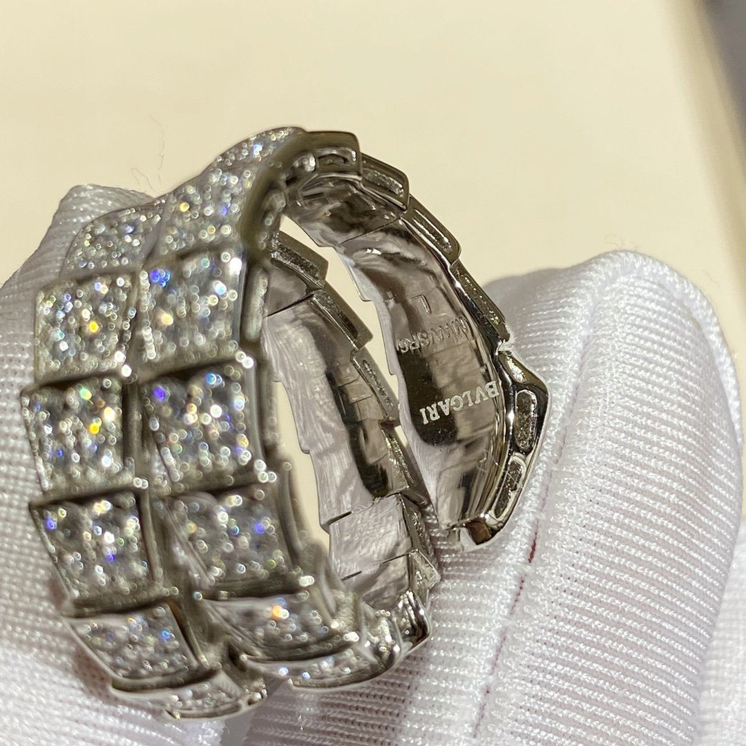 [Clover Jewelry]SERPENTI DOUBLE RING SILVER DIAMOND PAVED