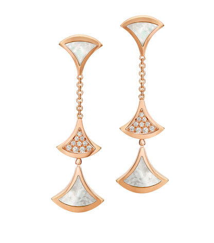 [Clover Jewelry]DREAM EARRINGS 3 MOTIFS DIAMOND MOP PINK GOLD