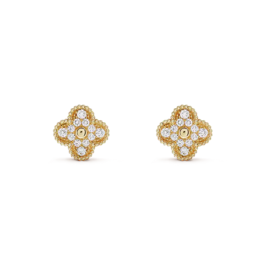 [Clover Jewelry]CLOVER MEDIUM 1 MOTIFS FUll DIAMOND EARRINGS