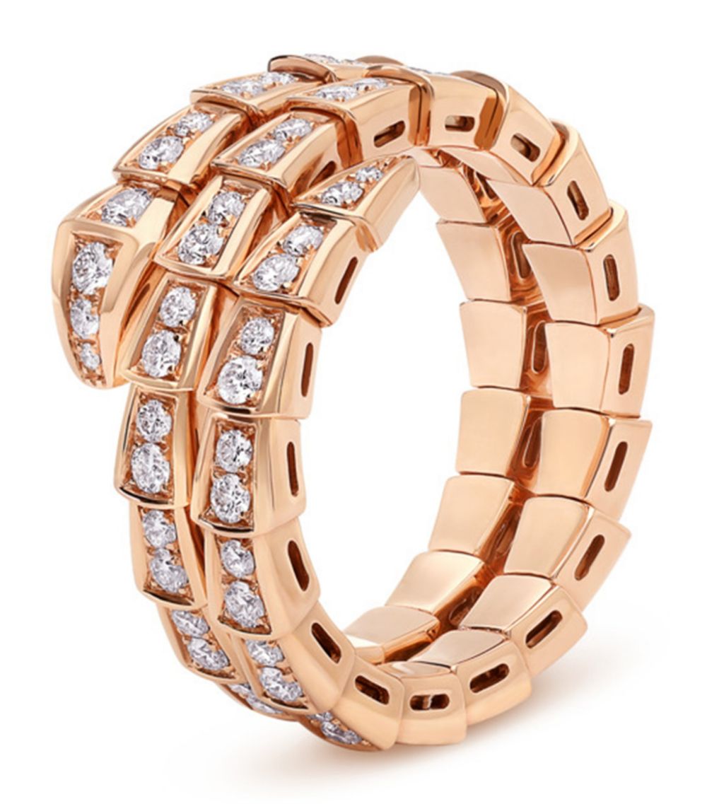 [Clover Jewelry]SERPENTI RING PINK GOLD DIAMOND DOUBLE ROW
