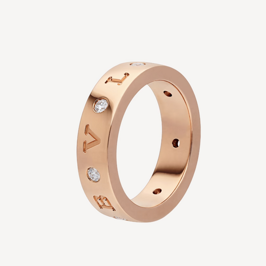 [Clover Jewelry]ZERO 1 ESSENTIAL PINK GOLD BAND WITH DIAMONDS RING