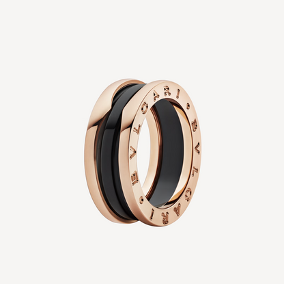 [Clover Jewelry]ZERO 1 TWO-BAND LOOPS AND BLACK CERAMIC PINK GOLD RING