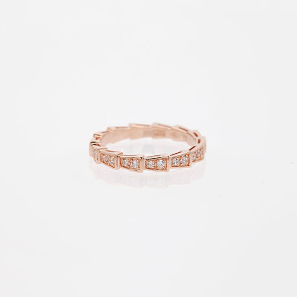 [Clover Jewelry]SERPENTI RING PINK GOLD DIAMOND PAVED 3MM