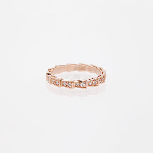 [Clover Jewelry]SERPENTI RING PINK GOLD DIAMOND PAVED 3MM