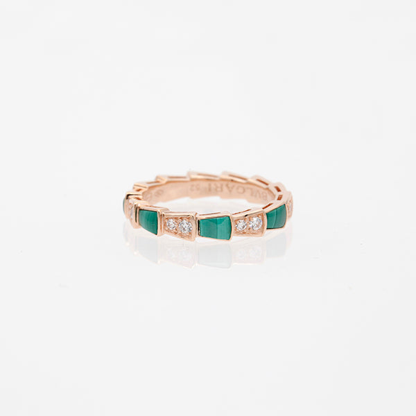 [Clover Jewelry]SERPENTI RING PINK GOLD MALACHITE DIAMOND 3MM