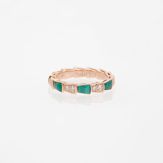 [Clover Jewelry]SERPENTI RING PINK GOLD MALACHITE DIAMOND 3MM