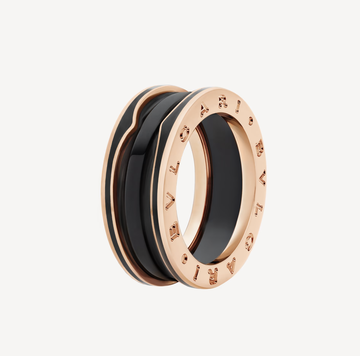 [Clover Jewelry]ZERO 1 TWO-BAND WITH MATTE BLACK CERAMIC PINK GOLD RING