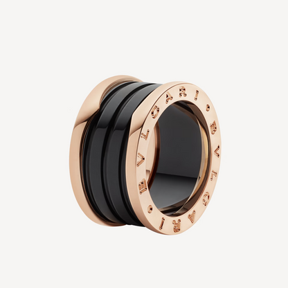 [Clover Jewelry]ZERO 1 FOUR-BAND LOOPS AND BLACK CERAMIC SPIRAL PINK GOLD RING