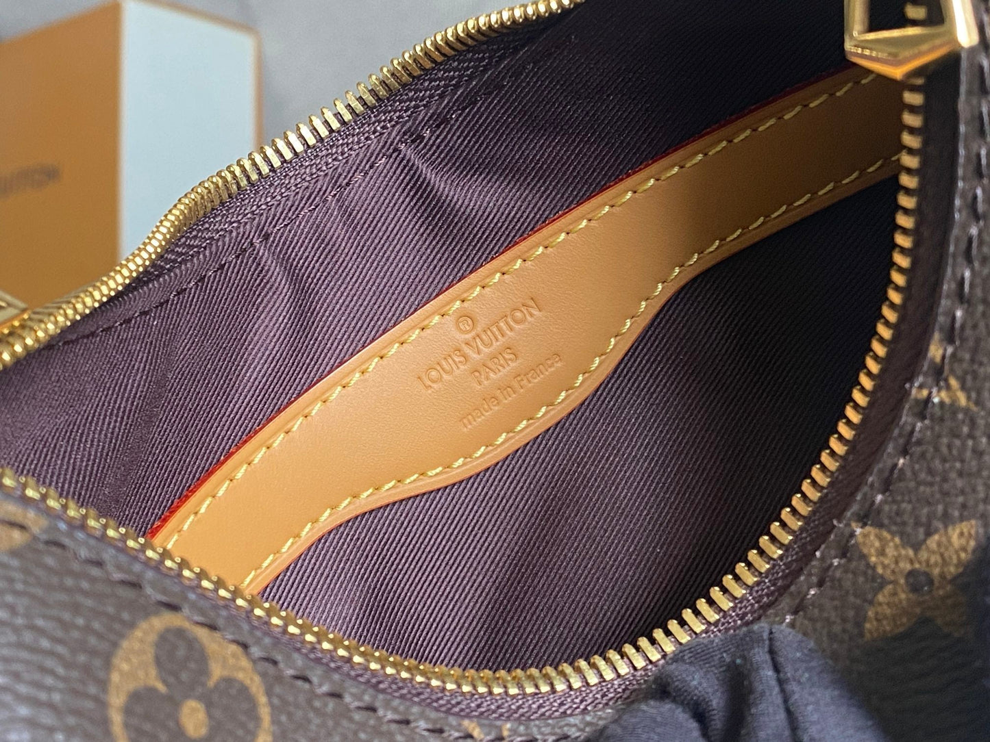 LV 25S BOULOGNE 29 IN BROWN MONOGRAM CANVAS LEATHER TRIM GOLD HARDWARE