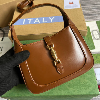 GG JACKIE MINI 19 SHOULDER BAG IN CINNAMON BROWN CALFSKIN