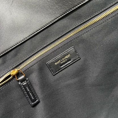 ICARE 58 MAXI SHOPPING BAG IN BLACK LAMBSKIN GOLD-TONE METALLIC