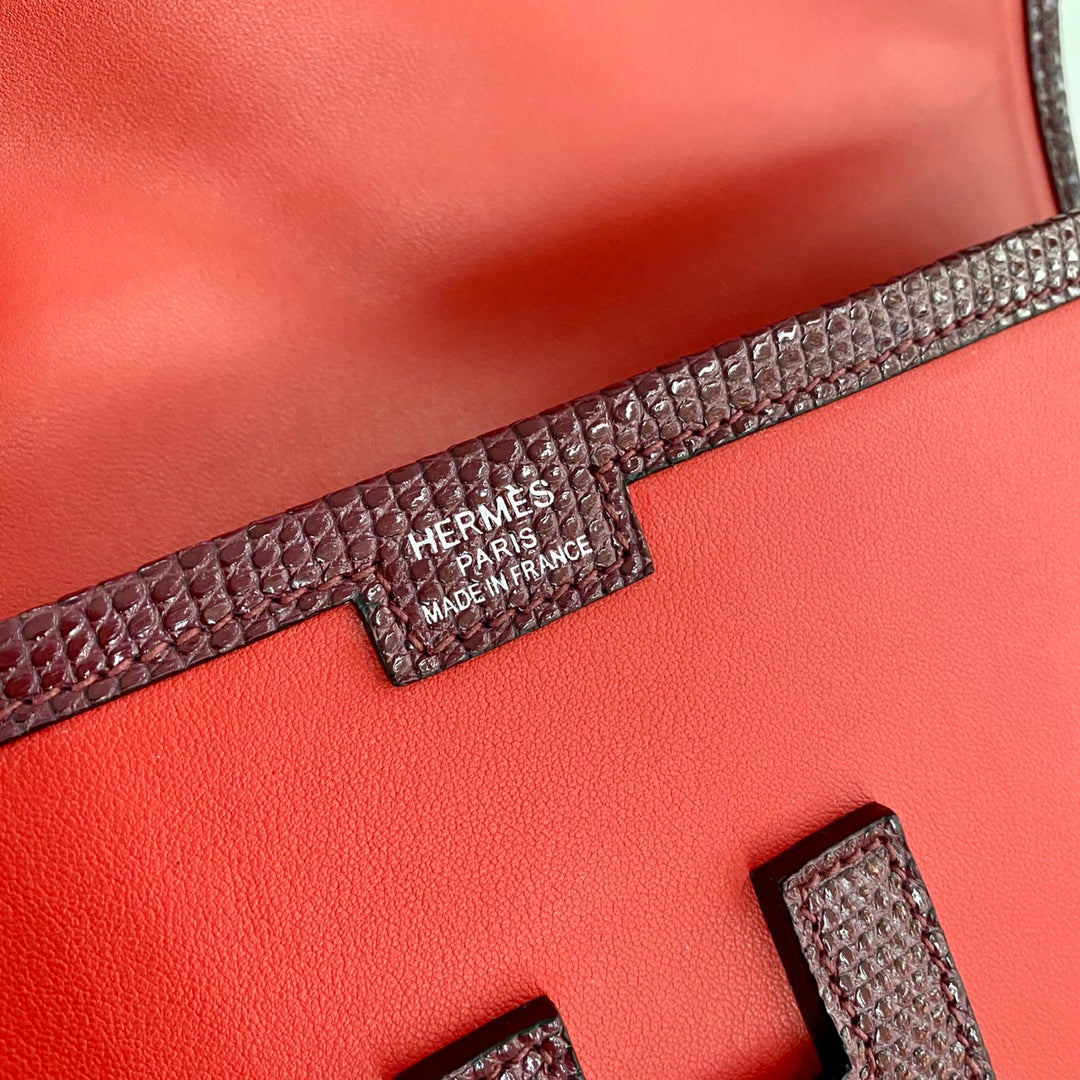 JIGE ELAN 29 CLUTCH IN CANDY RED CALFSKIN WITH WINE RED LIZARD SKIN (MADE-TO-ODER)