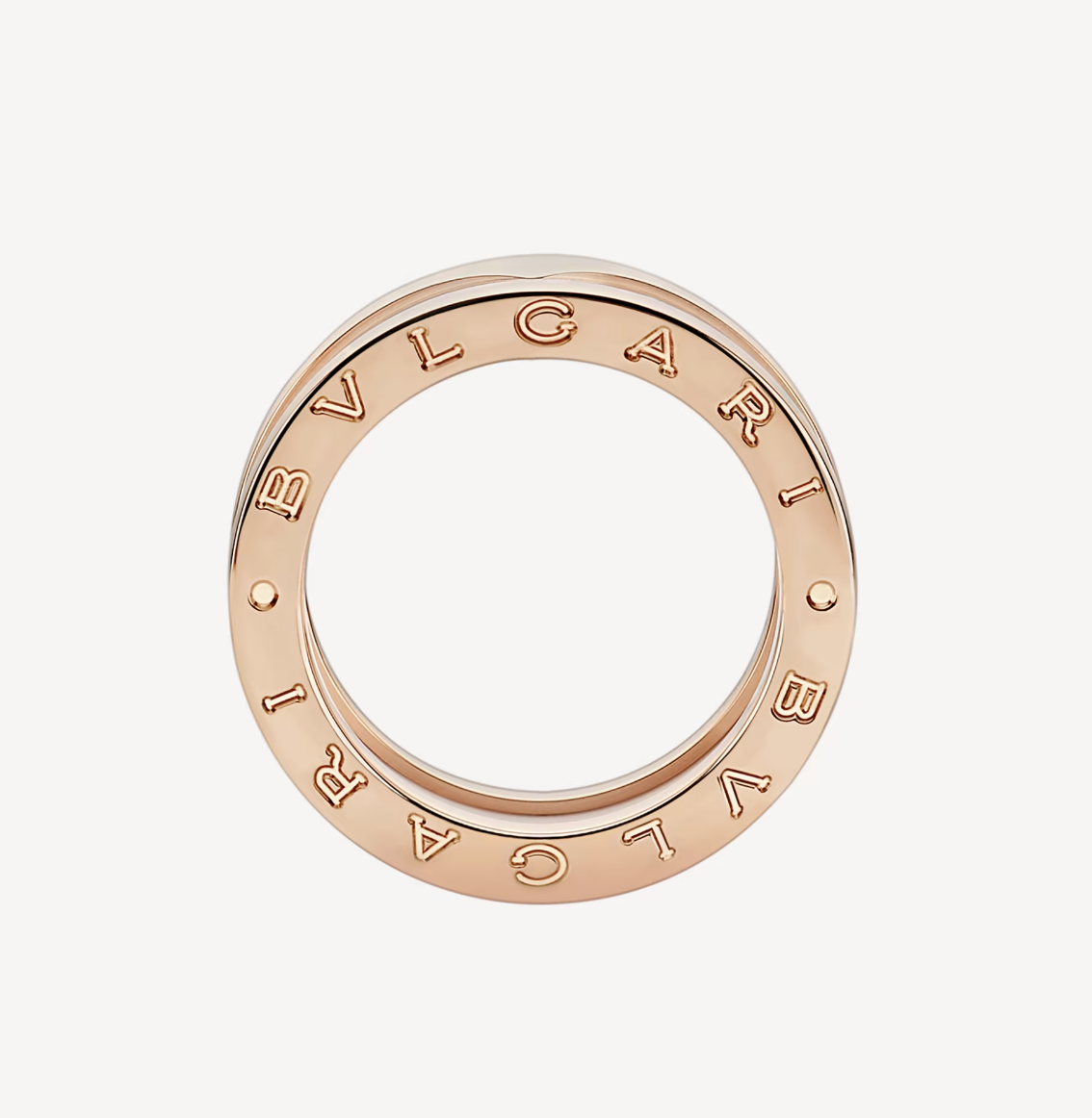 [Clover Jewelry]ZERO 1 TWO-BAND LOOPS AND WHITE CERAMIC SPIRAL PINK GOLD RING
