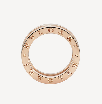[Clover Jewelry]ZERO 1 TWO-BAND LOOPS AND WHITE CERAMIC SPIRAL PINK GOLD RING