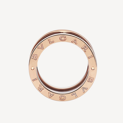 [Clover Jewelry]ZERO 1 FOUR-BAND LOOPS AND BLACK CERAMIC SPIRAL PINK GOLD RING