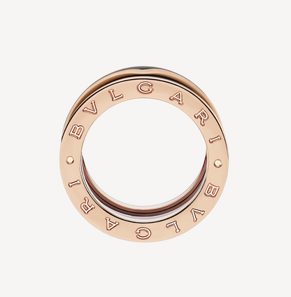 [Clover Jewelry]ZERO 1 TWO-BAND WITH MATTE BLACK CERAMIC PINK GOLD RING