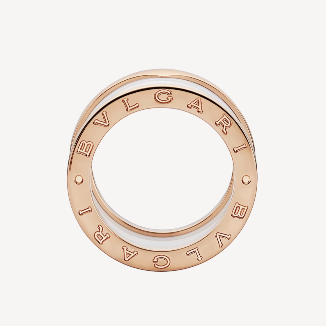 [Clover Jewelry]ZERO 1 FOUR-BAND LOOPS AND WHITE CERAMIC SPIRAL PINK GOLD RING