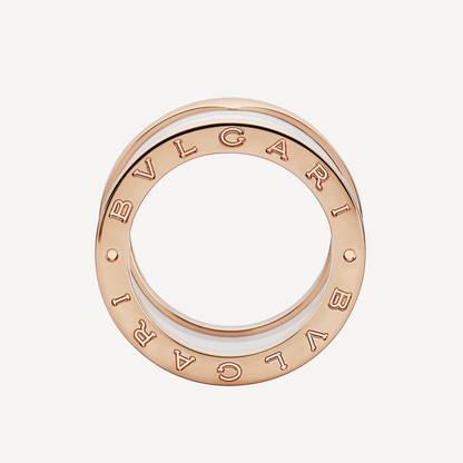 [Clover Jewelry]ZERO 1 FOUR-BAND LOOPS AND WHITE CERAMIC SPIRAL PINK GOLD RING