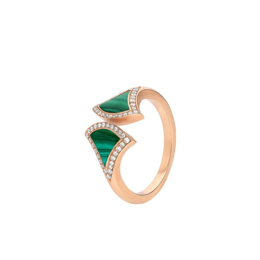 [Clover Jewelry]DREAM MALACHITE DIAMOND OPEN RING