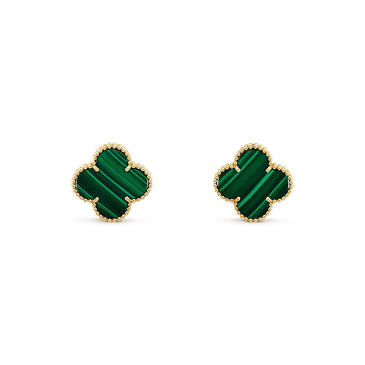 [Clover Jewelry]CLOVER MINI 9.5MM MALACHITE  EARRINGS