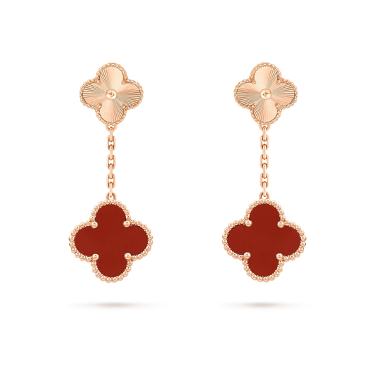 [Clover Jewelry]CLOVER 2 MOTIF  LASER CARNELIAN EARRINGS