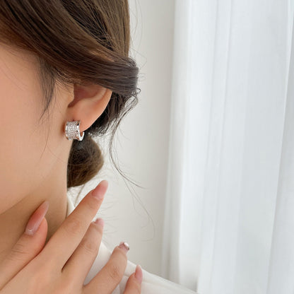 [Clover Jewelry]ZERO 1 DIAMOND PAVED EARRINGS