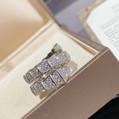 [Clover Jewelry]SERPENTI DOUBLE RING SILVER DIAMOND PAVED