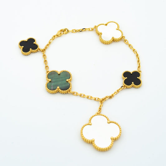 [Clover Jewelry]CLOVER BRACELET 5 MOTIFS ONYX MOP