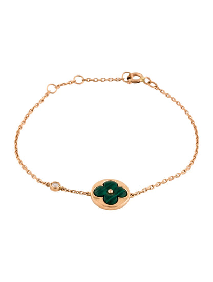 [Clover Jewelry]SUN MALACHITE 1 DIAMOND PINK GOLD BRACELET