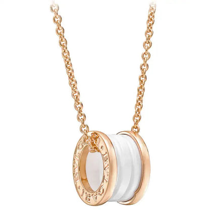 [Clover Jewelry]ZERO 1 WHITE CERAMIC PINK GOLD DIAMOND NECKLACE