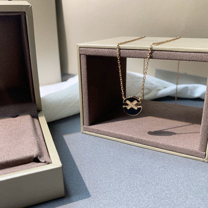 [Clover Jewelry]JEUX DE PINK GOLD DIAMOND NECKLACE