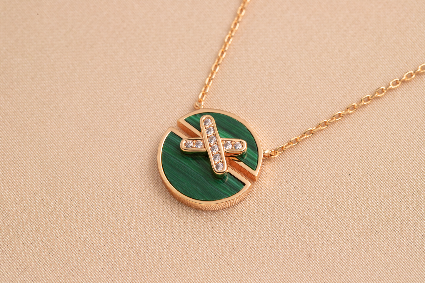 [Clover Jewelry]JEUX DE PINK GOLD DIAMOND NECKLACE