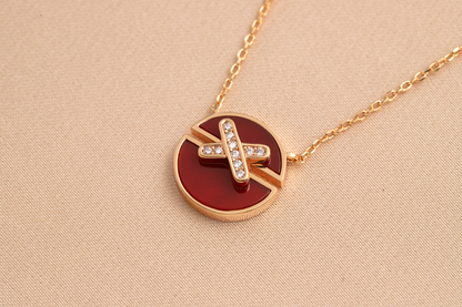 [Clover Jewelry]JEUX DE PINK GOLD DIAMOND NECKLACE