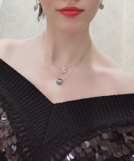 [Clover Jewelry]JEUX DE PINK GOLD DIAMOND NECKLACE