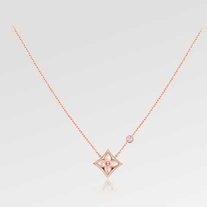 [Clover Jewelry]STAR PINK MOP 1 DIAMOND PINK GOLD NECKLACE