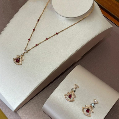 [Clover Jewelry]DREAM NECKLACE CARNELIAN DIAMOND PINK GOLD