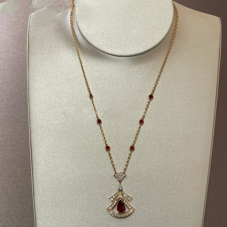 [Clover Jewelry]DREAM NECKLACE CARNELIAN DIAMOND PINK GOLD