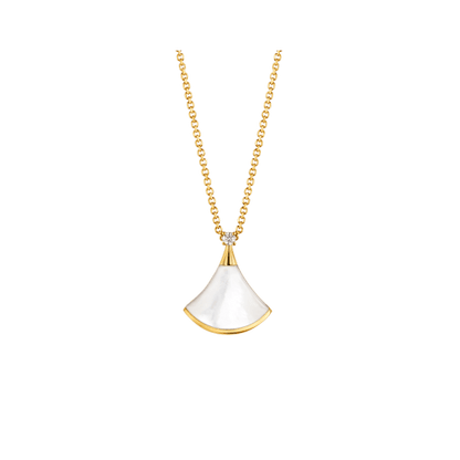 [Clover Jewelry]DREAM NECKLACE WHITE MOP GOLD 1 DIAMOND