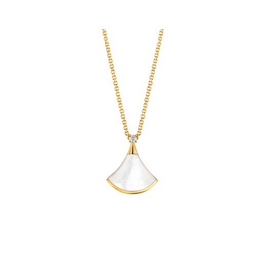 [Clover Jewelry]DREAM NECKLACE WHITE MOP GOLD 1 DIAMOND