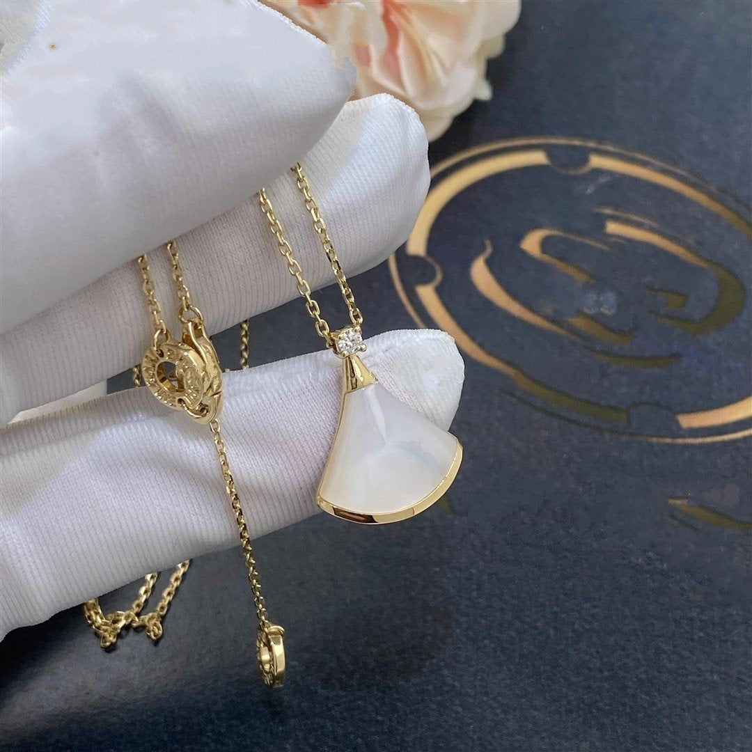 [Clover Jewelry]DREAM NECKLACE WHITE MOP GOLD 1 DIAMOND