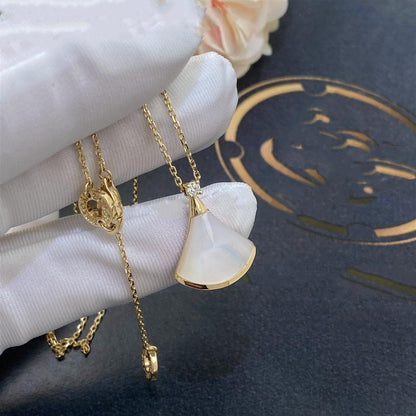 [Clover Jewelry]DREAM NECKLACE WHITE MOP GOLD 1 DIAMOND