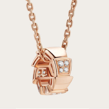[Clover Jewelry]SERPENTI PEDANT DIAMOND PINK GOLD NECKLACE