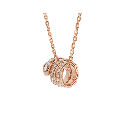 [Clover Jewelry]SERPENTI PINK GOLD NECKLACE DOUBLE RING DIAMOND