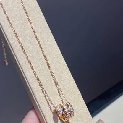 [Clover Jewelry]SERPENTI PINK GOLD NECKLACE DOUBLE RING DIAMOND