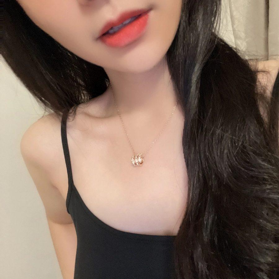 [Clover Jewelry]SERPENTI PINK GOLD NECKLACE DOUBLE RING DIAMOND