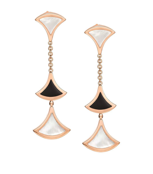 [Clover Jewelry]DREAM EARRINGS 3 MOTIFS ONYX MOP PINK GOLD